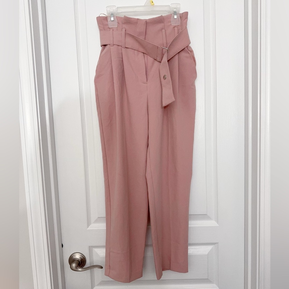 Topshop Blush Belted Trousers